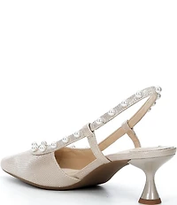 Alex Marie Odette Lizard Embossed Pearl Studded Slingback Pumps