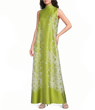 Alex Marie Paityn Mock Neck Sleeveless Jacquard Dress