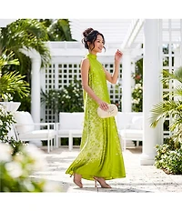 Alex Marie Paityn Mock Neck Sleeveless Jacquard Dress