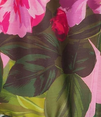 Alex Marie Paulina Floral Short Sleeve Printed Organza Maxi Dress