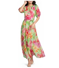 Alex Marie Paulina Jewel V Neck Short Sleeve Organza Dress