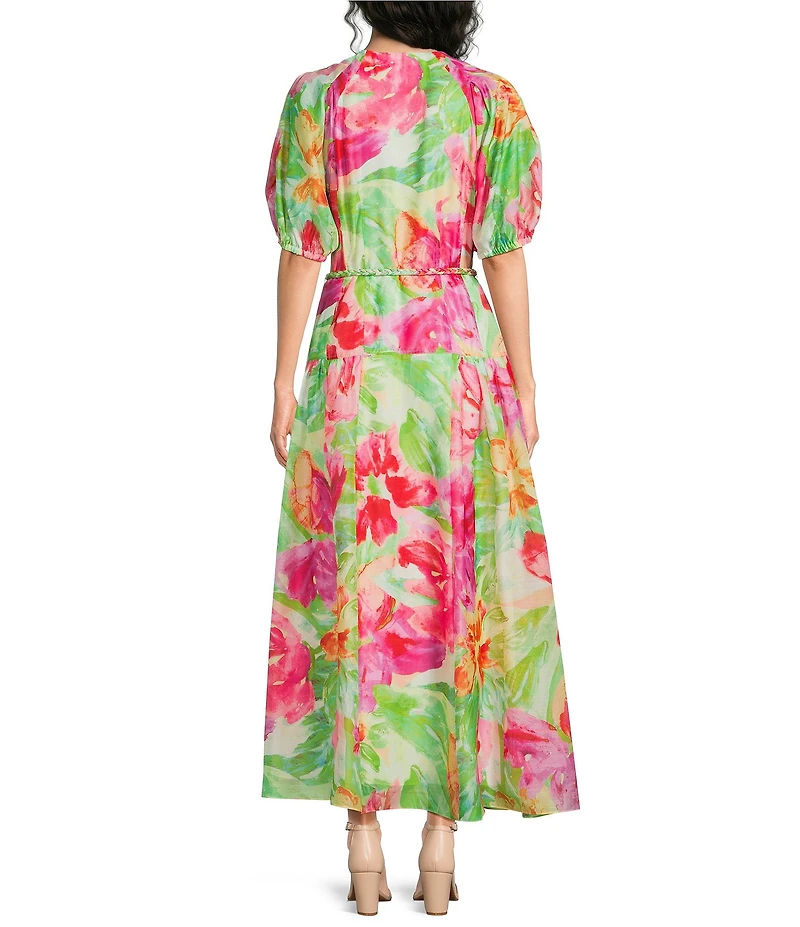 Alex Marie Paulina Jewel V Neck Short Sleeve Organza Dress