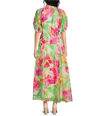 Alex Marie Paulina Jewel V Neck Short Sleeve Organza Dress