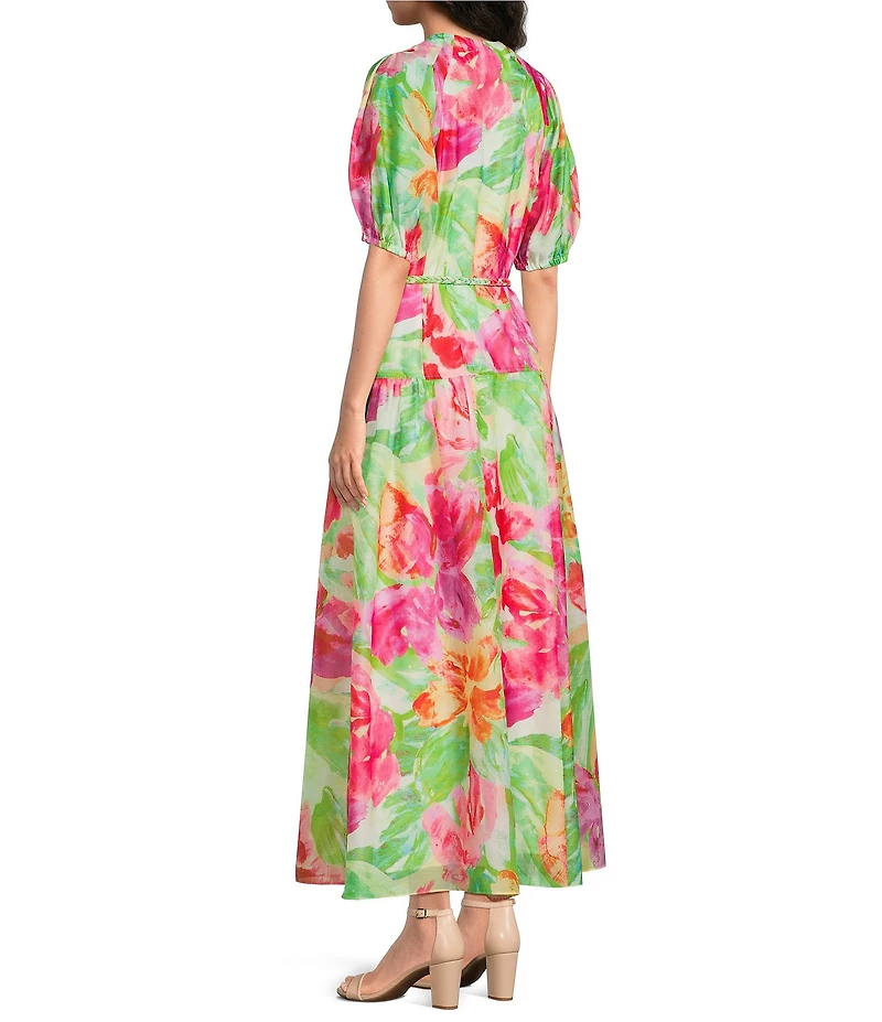 Alex Marie Paulina Jewel V Neck Short Sleeve Organza Dress