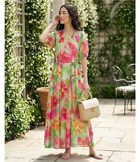 Alex Marie Paulina Jewel V Neck Short Sleeve Organza Dress