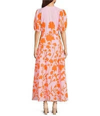 Alex Marie Paulina Cotton Voile V-Neck Short Sleeve Maxi Dress