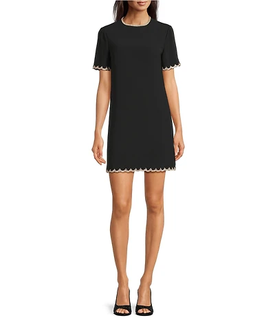 Alex Marie Petite Eileen Round Neckline Short Sleeve Shirt Dress