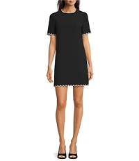 Alex Marie Petite Eileen Round Neckline Short Sleeve Shirt Dress