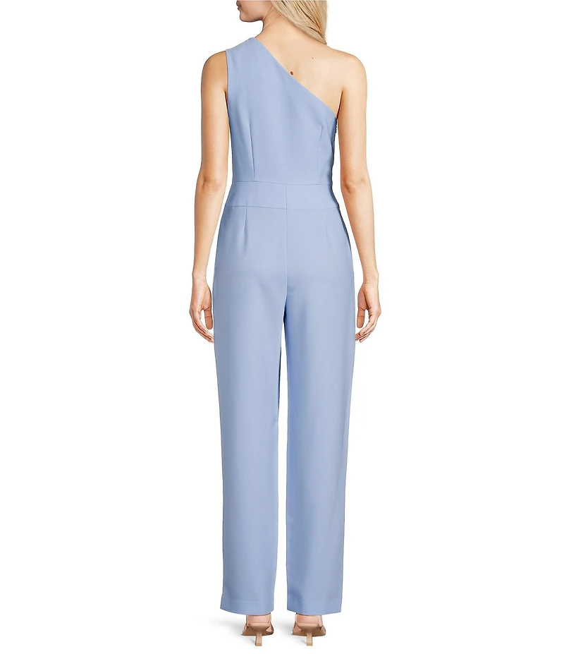Alex Marie Petite Size Aliza One Shoulder Wide Leg Crepe Jumpsuit