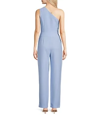 Alex Marie Petite Size Aliza One Shoulder Wide Leg Crepe Jumpsuit