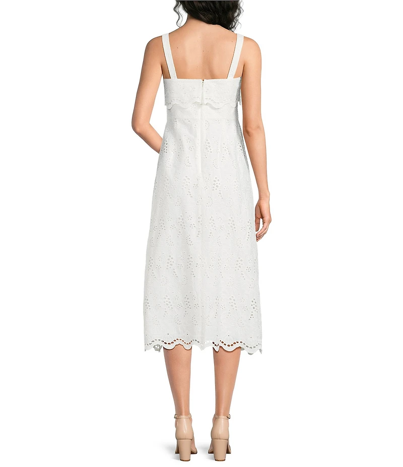 Alex Marie Petite Size Callie Square Neck Sleeveless Novelty Embroidery Midi Dress