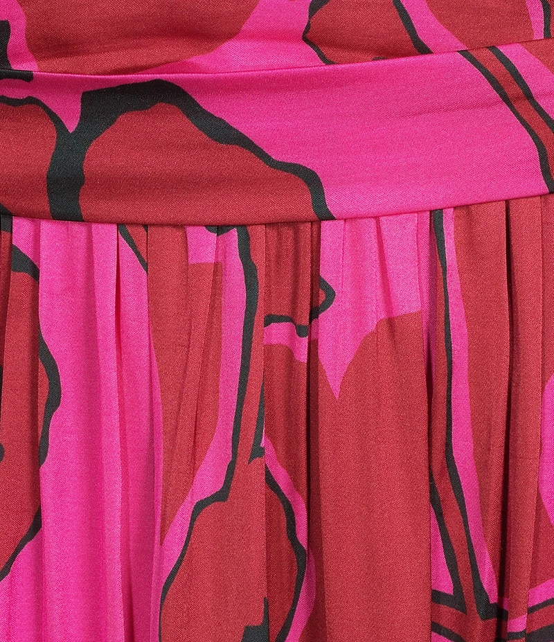 Alex Marie Petite Size Cara Floral Printed Satin Long Sleeve Dress