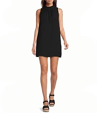 Alex Marie Petite Size Chiara Mock Neck Sleeveless Crepe Dress