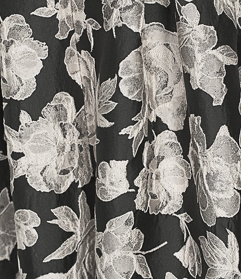 Alex Marie Petite Size Christine Floral Print Textured Jacquard Sleeveless Gown