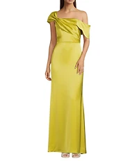 Alex Marie Jenni One Shoulder Asymmetrical Satin Gown