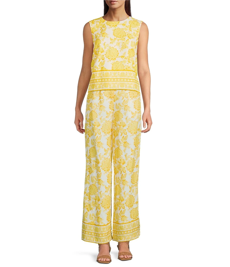 Alex Marie Remi Coordinating Floral Linen Sleeveless Blouse