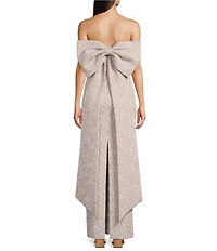 Alex Marie Rhonda Metallic Jacquard Sleeveless Bow Gown