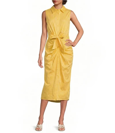 Alex Marie Rommie Stripe Collar Sleeveless Sateen Maxi Dress