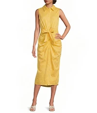 Alex Marie Rommie Stripe Collar Sleeveless Sateen Maxi Dress