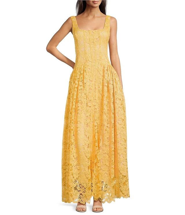 open lace back dress Provence Bloom Tiered Midi Dress Floral Yellow– Selfie Leslie