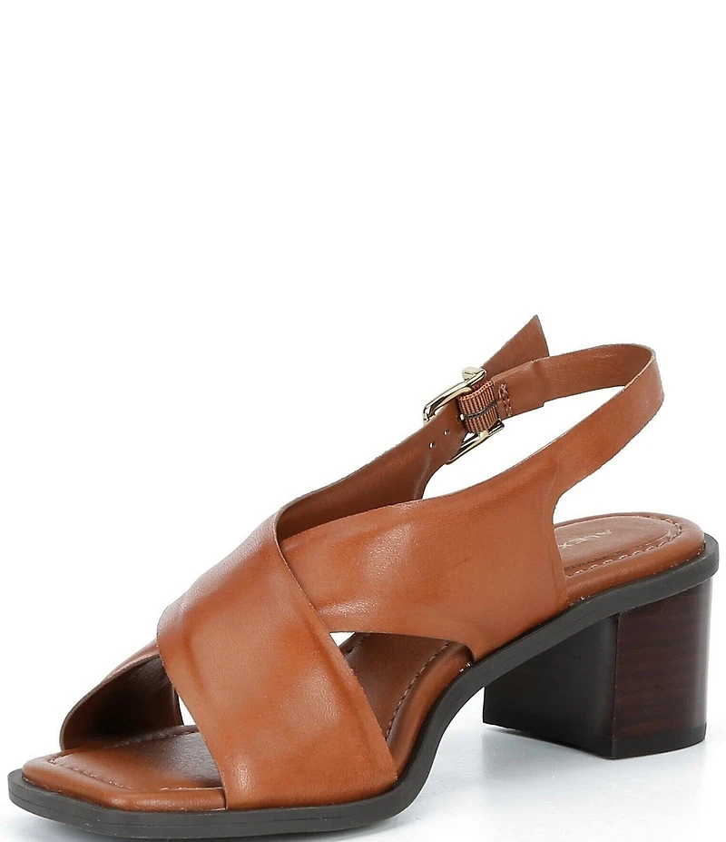 Alex Marie Ryanne Leather Sling Back Stack Heel Sandals