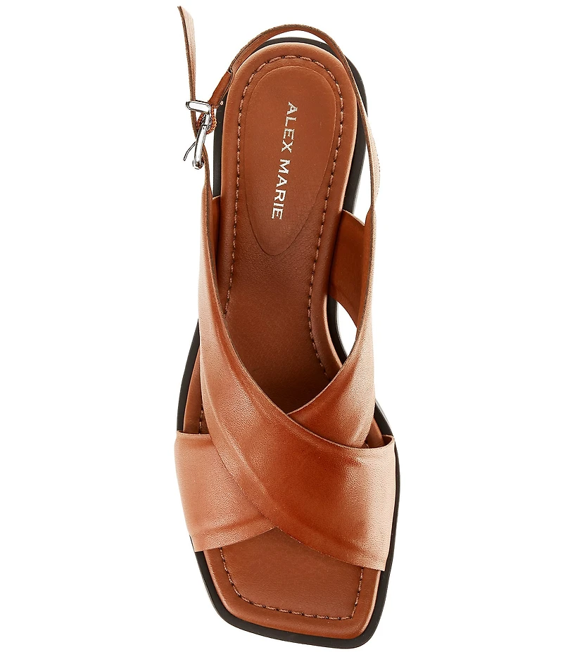 Alex Marie Ryanne Leather Sling Back Stack Heel Sandals