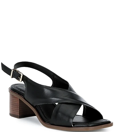 Alex Marie Ryanne Leather Sling Back Stack Heel Sandals
