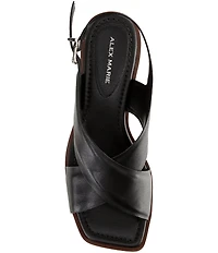 Alex Marie Ryanne Leather Sling Back Stack Heel Sandals