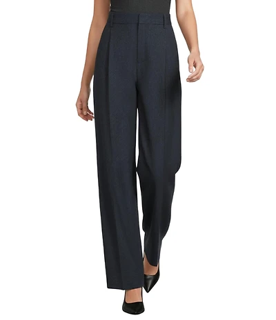 Alex Marie Scottie Novelty Stripe Suiting Flat Front Full Length Straight Leg Pants