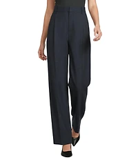 Alex Marie Scottie Novelty Stripe Suiting Flat Front Full Length Straight Leg Pants