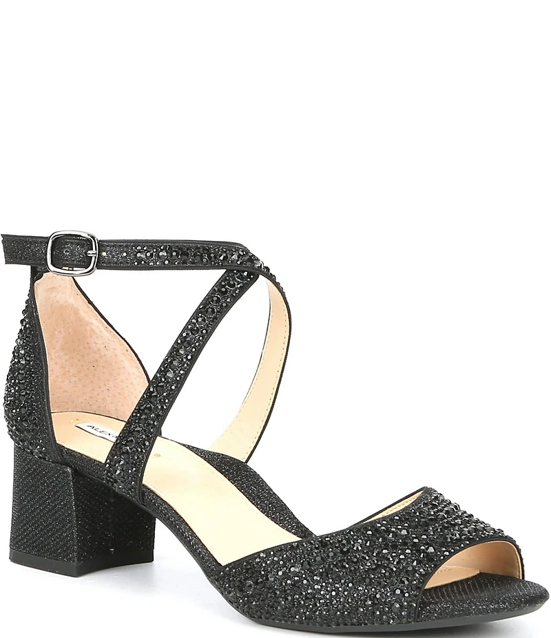 Alex Marie Seyland Rhinestone Cross Strap Block Heel Sandals