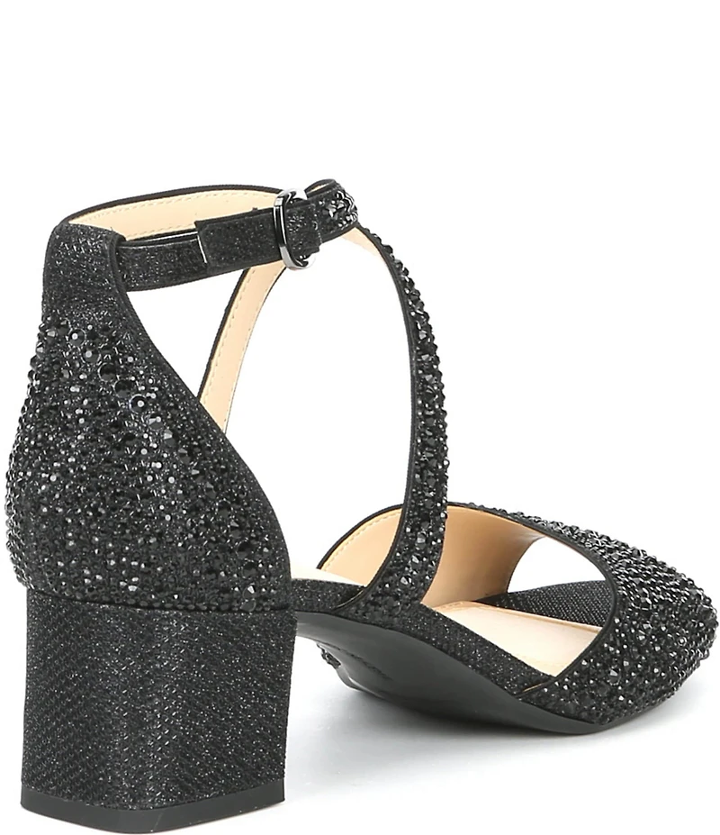 Alex Marie Seyland Rhinestone Cross Strap Block Heel Sandals