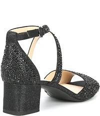 Alex Marie Seyland Rhinestone Cross Strap Block Heel Sandals