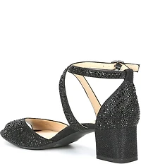 Alex Marie Seyland Rhinestone Cross Strap Block Heel Sandals