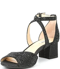 Alex Marie Seyland Rhinestone Cross Strap Block Heel Sandals