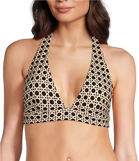 Alex Marie Signature Sculpt Geo Lattice Banded Triangle Halter Bralette Swim Top