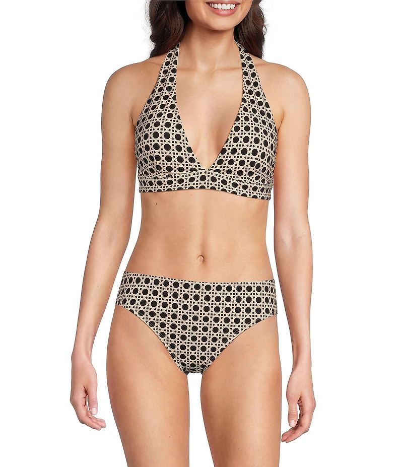 Alex Marie Signature Sculpt Geo Lattice Banded Triangle Halter Bralette Swim Top