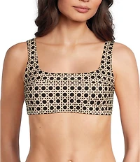 Alex Marie Signature Sculpt Geo Lattice Square Neck Bralette Swim Top