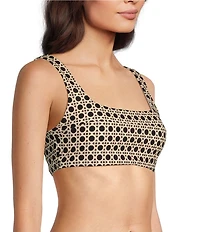 Alex Marie Signature Sculpt Geo Lattice Square Neck Bralette Swim Top