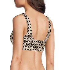 Alex Marie Signature Sculpt Geo Lattice Square Neck Bralette Swim Top