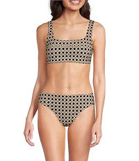 Alex Marie Signature Sculpt Geo Lattice Square Neck Bralette Swim Top