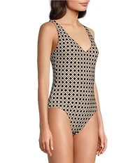 Alex Marie Signature Sculpt Geo Lattice V-Neck One Piece Swimsuit