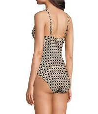 Alex Marie Signature Sculpt Geo Lattice V-Neck One Piece Swimsuit
