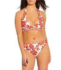 Alex Marie Signature Sculpt Groovy Tropics Banded Triangle Halter Bralette Swim Top