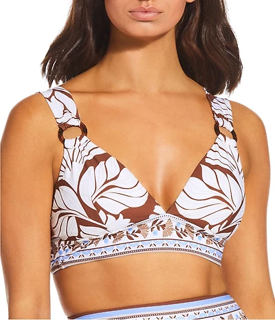 Alex Marie Signature Sculpt Nouveau Tropical Tortoise Ring Triangle Bralette Swim Top