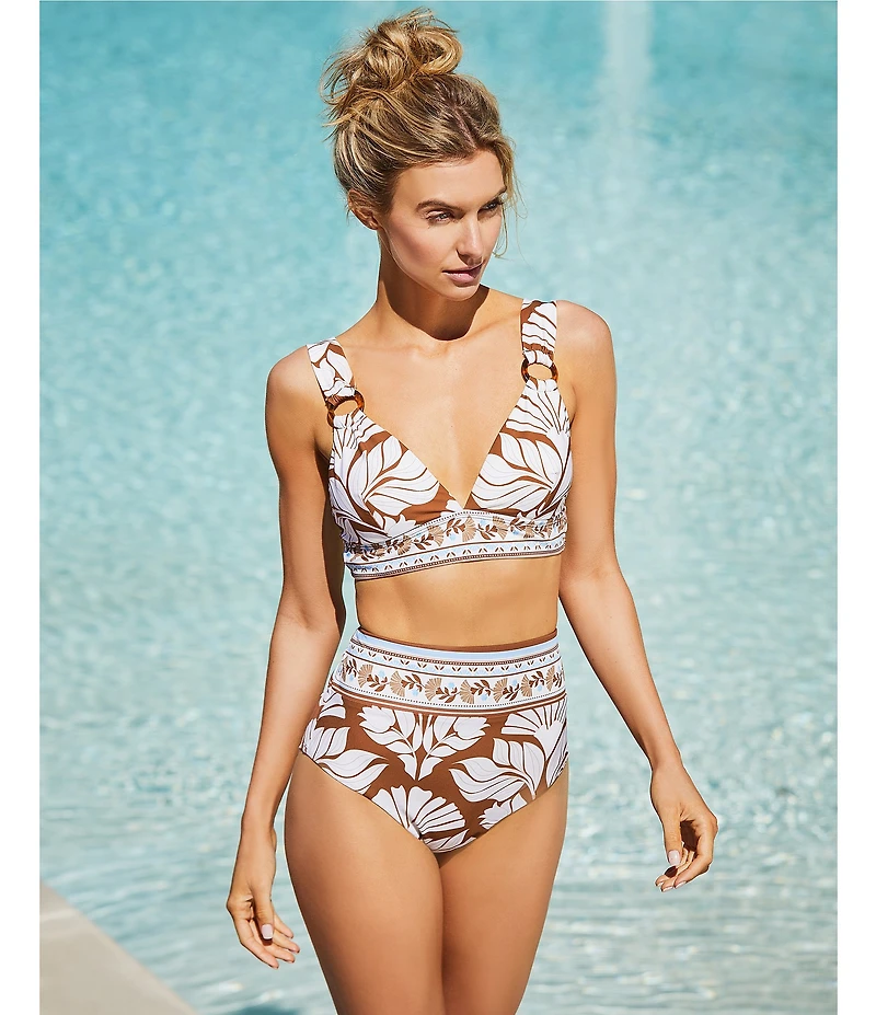 Alex Marie Signature Sculpt Nouveau Tropical Tortoise Ring Triangle Bralette Swim Top