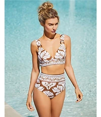 Alex Marie Signature Sculpt Nouveau Tropical Tortoise Ring Triangle Bralette Swim Top