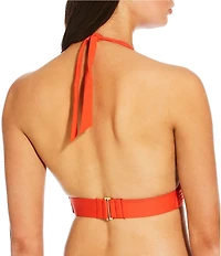 Alex Marie Signature Sculpt Solid Banded Triangle Halter Bralette Swim Top