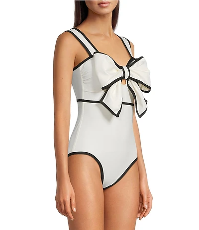 Gibson & Latimer Signature Sculpt Solid Bow Front One Piece Swimsuit