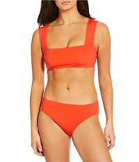 Alex Marie Signature Sculpt Solid Wide Strap Square Neck Bralette Swim Top